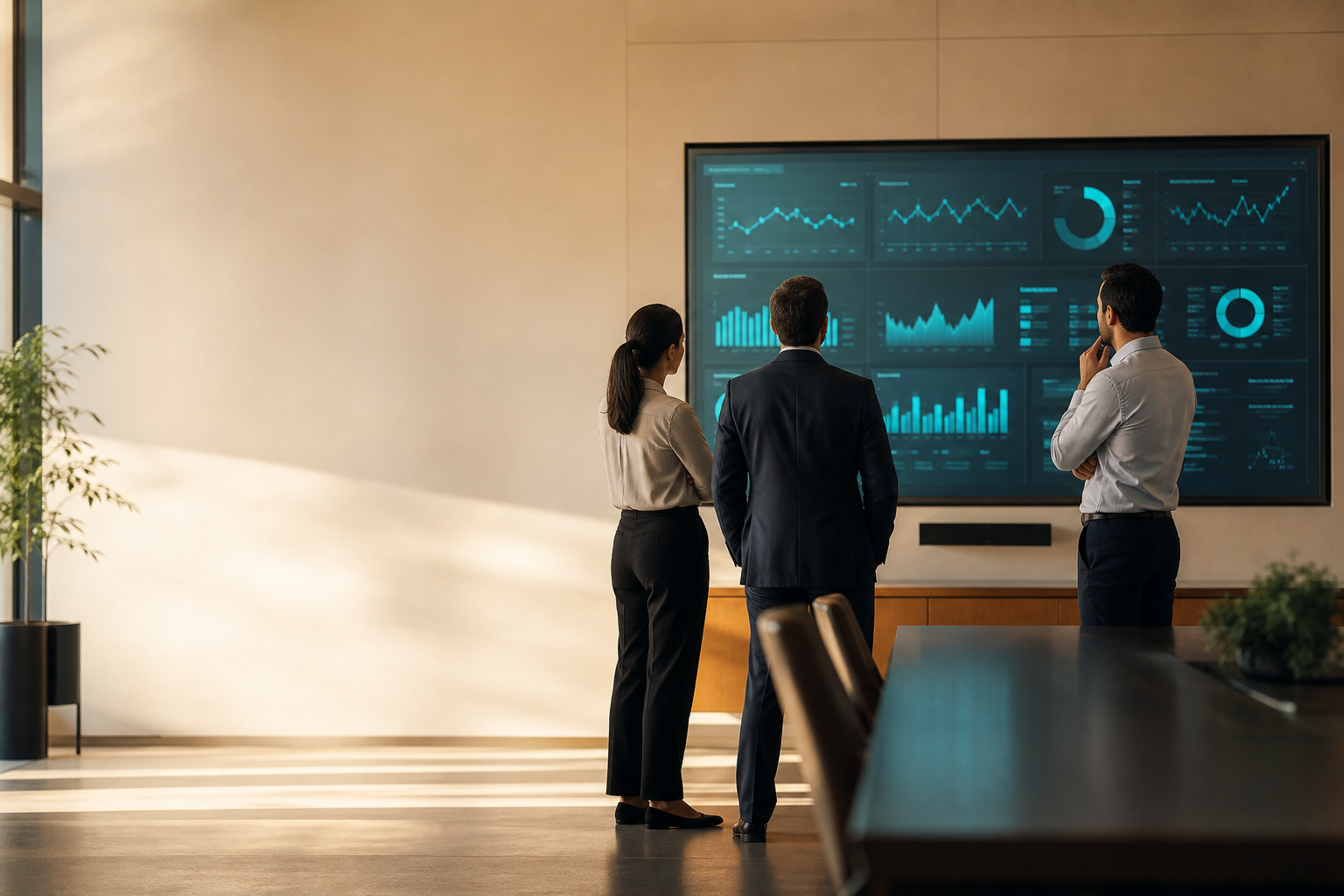 IT professionals reviewing operational dashboards together